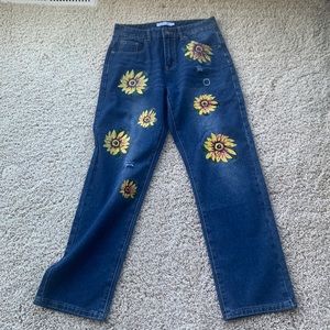 Miss Look size 6 hand painted denim jeans.  Never been worn.
